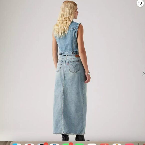 Levi's Big E Premium Denim Ankle Column Skirt NWT size 27 - Picture 5 of 13